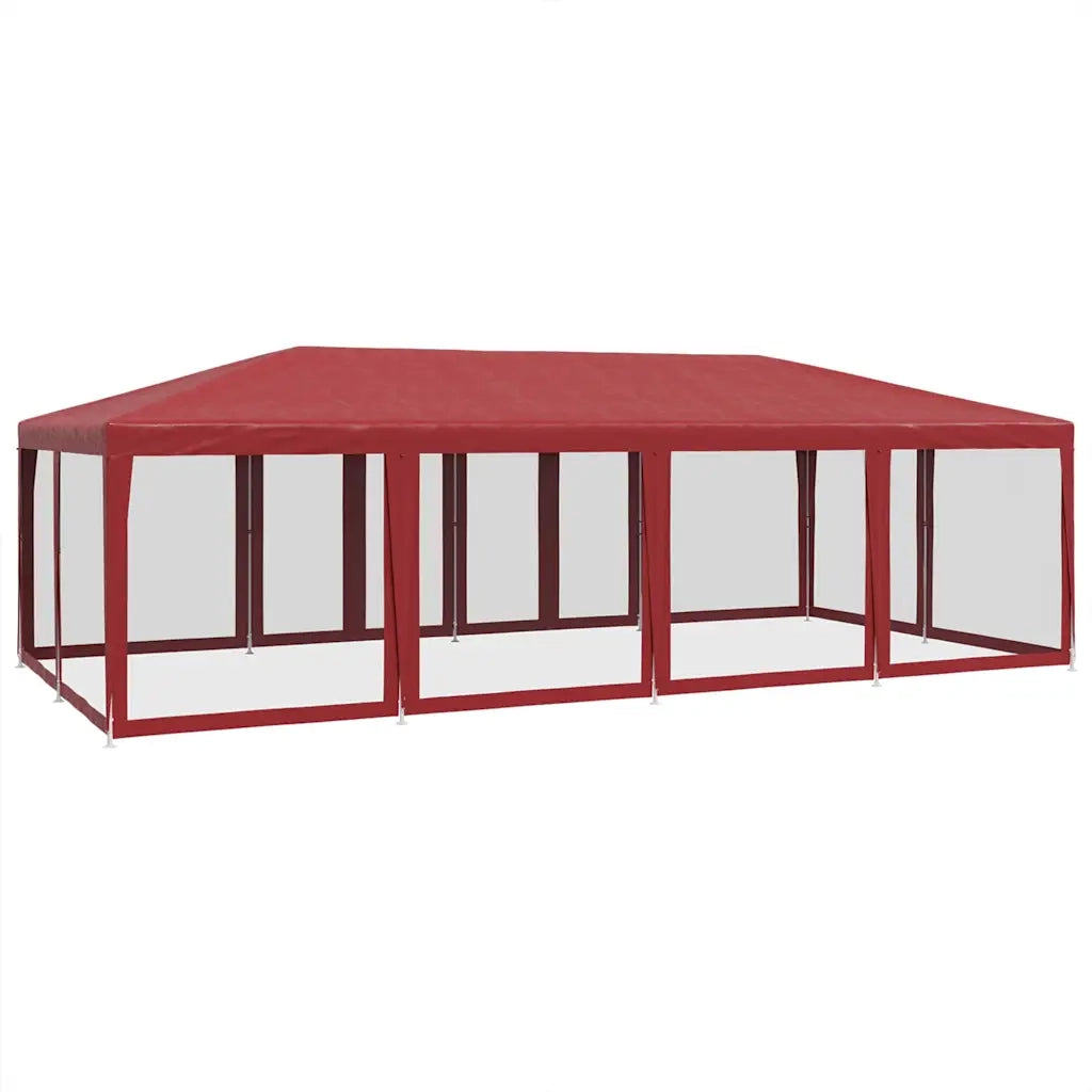 Tenda per Feste con 12 Pareti Laterali in Rete Rossa 8x4 m HDPE 4010075
