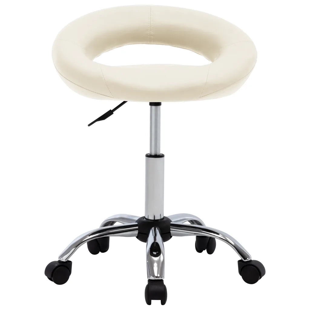 vidaXL Sedia da Lavoro con Ruote Crema in Similpelle