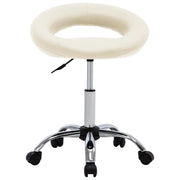 vidaXL Sedia da Lavoro con Ruote Crema in Similpelle
