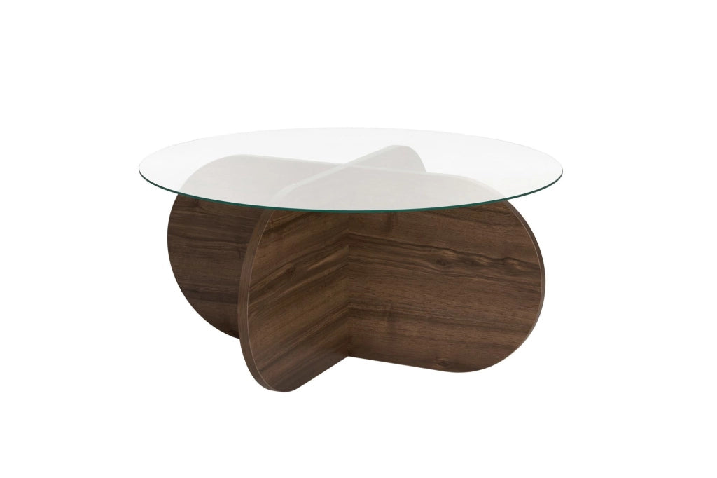Tavolo basso in legno "Aeris" - 75 x 75 x 35 cm - Noyer Trasparente