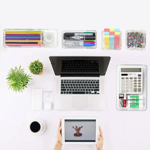 Set 25 Contenitori Organizer per Cassetti in Plastica Trasparente Divisorio Salvaspazio