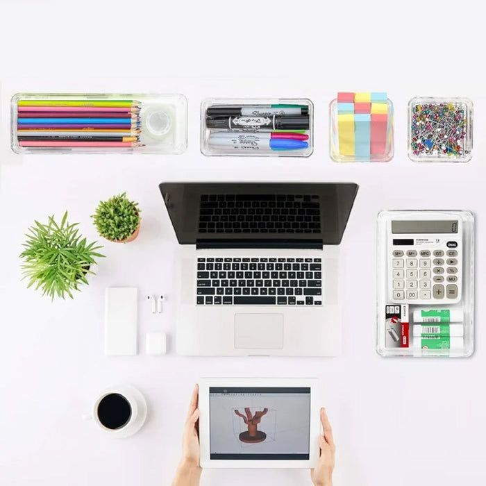 Set 25 Contenitori Organizer per Cassetti in Plastica Trasparente Divisorio Salvaspazio