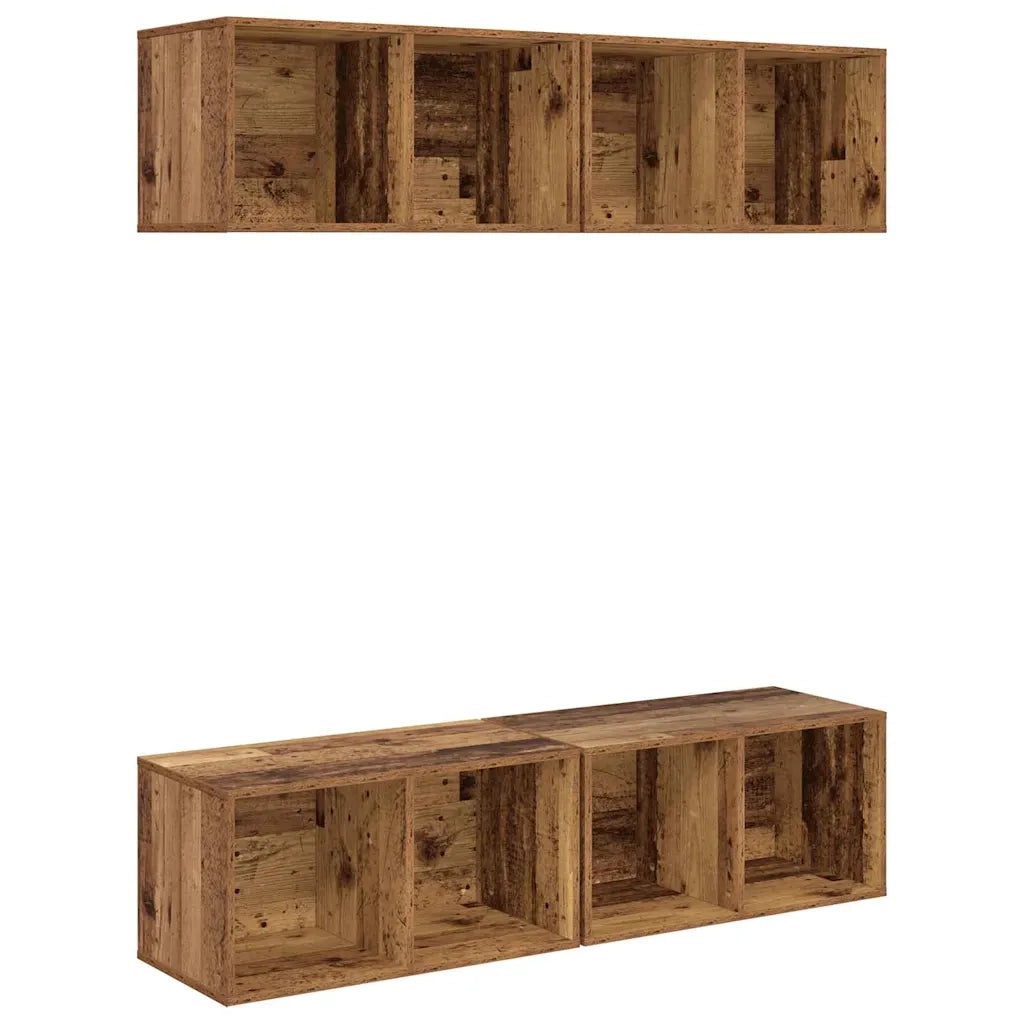 Set mobile TV 4 pz-Set di 4 Credenza per TV Legno vecchio 37 x 37 x 72 cm 606816