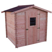 Casetta da giardino in legno massello, pareti 28 mm – 200x200 cm – tetto bitumato e porta finestrata – DU2020.02N Foresta