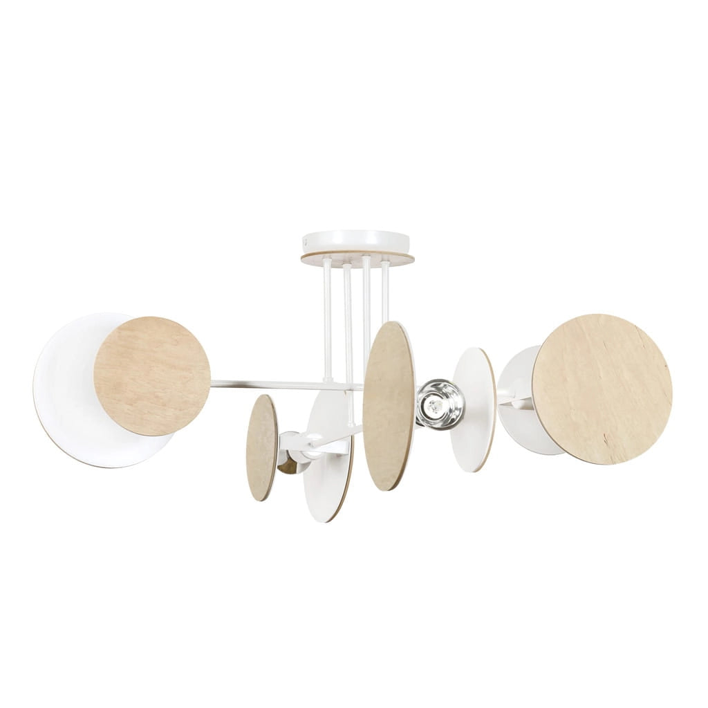 Plafoniera Emibig Zita 4 luci E27 bianco/legno 86cm