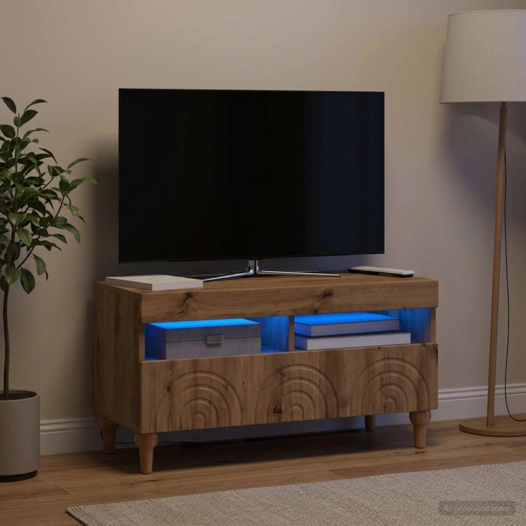Mobile TV LED Rovere Artigianale Legno ingegnerizzato 896344