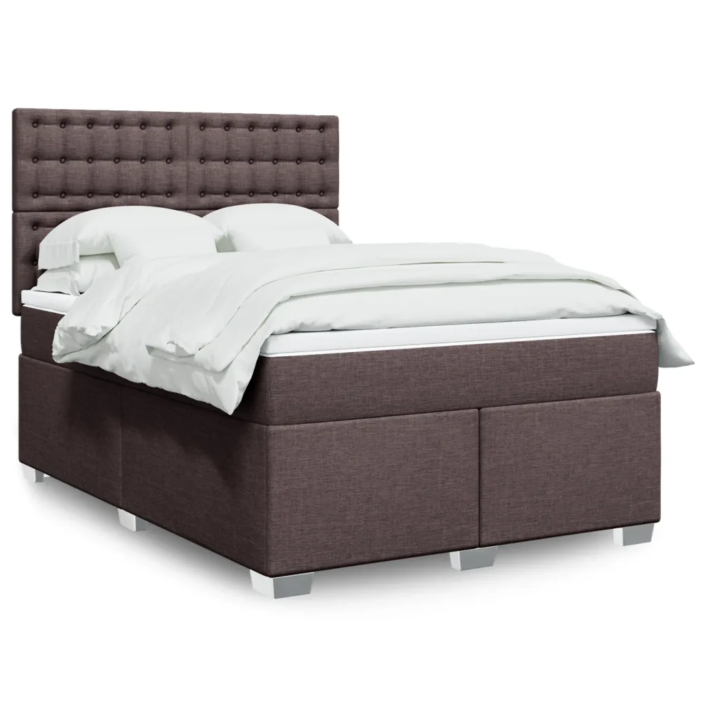 vidaXL Giroletto a Molle con Materasso Marrone Scuro 140x200cm Tessuto