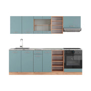 Cucina componibile R-Line Grigio-blu/Rovere dorato 240 cm, PL Marmo Vicco