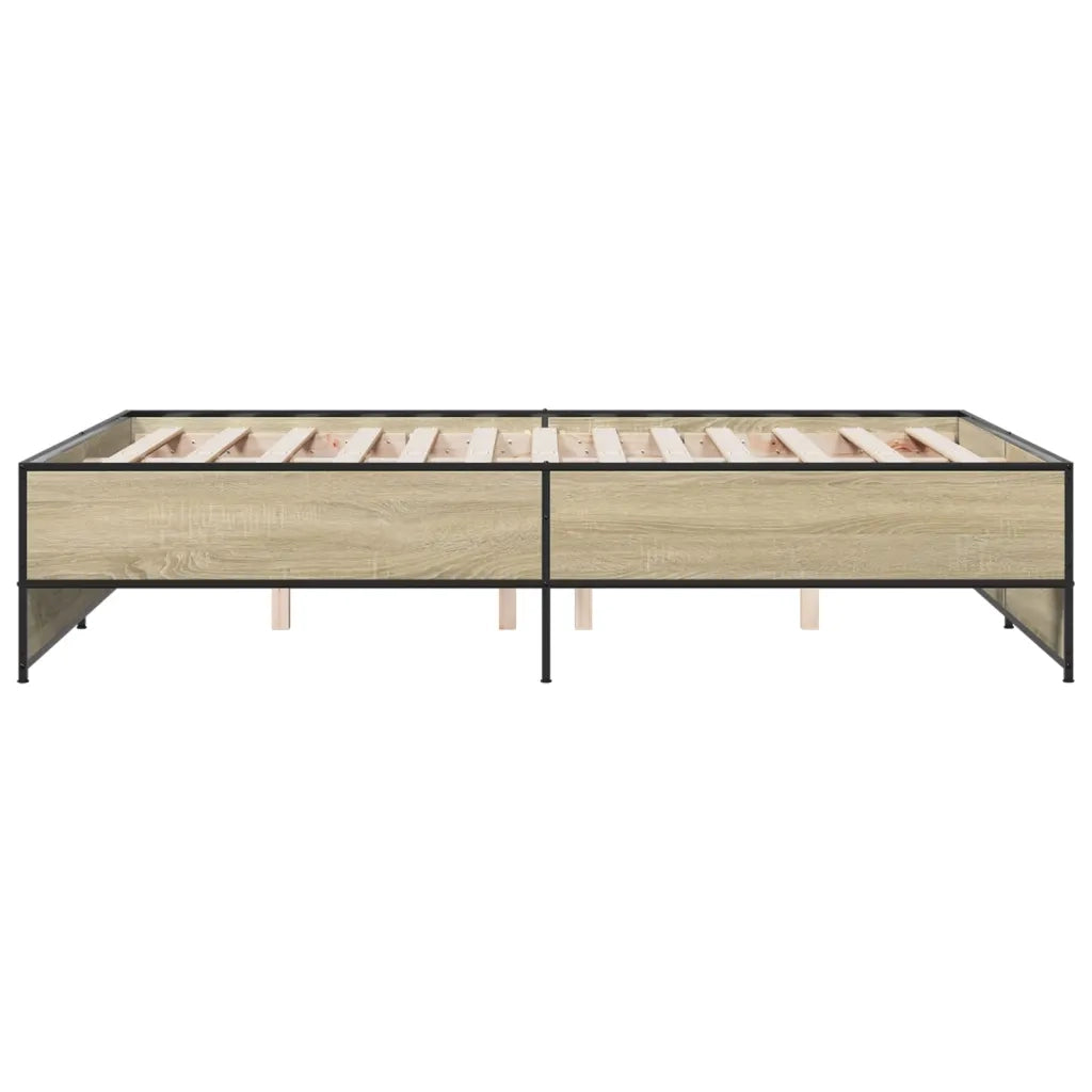 Letto matrimoniale | Letto per adulti | Giroletto Rovere Sonoma 135x190 cm in Legno Multistrato Metallo