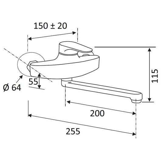 Rubinetto Miscelatore Monocomando Girevole Lavello a Parete in Ottone Mariani Surf Cromato