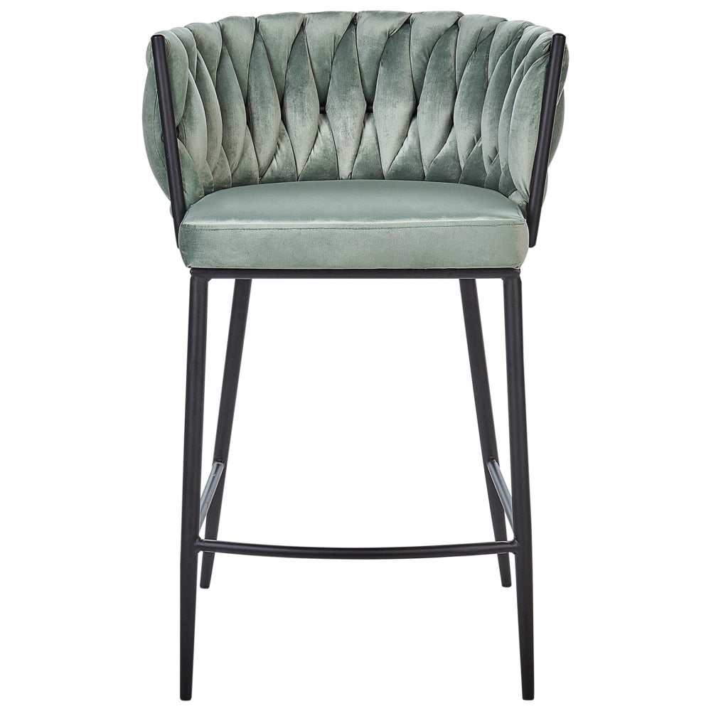 Set di due sedie da bar curve con base in metallo nero in velluto verde con schienale alto sedia a sbalzo da soggiorno