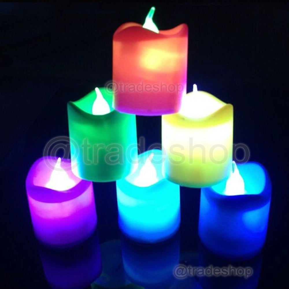 Trade Shop - Set 24 Pz Candele A Led Rgb Candela Lampada Da Tavolo Casa Ufficio Cromoterapia -