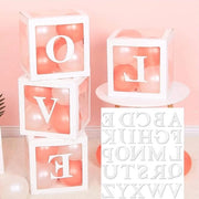 Box di palloncini trasparente 4 pezzi con 26 lettere A-Z - decorazione per il matrimonio, compleanno e regalo per bambini - scatola di regalo per feste di bambino - scatola trasparente amore - 1 set per baby shower