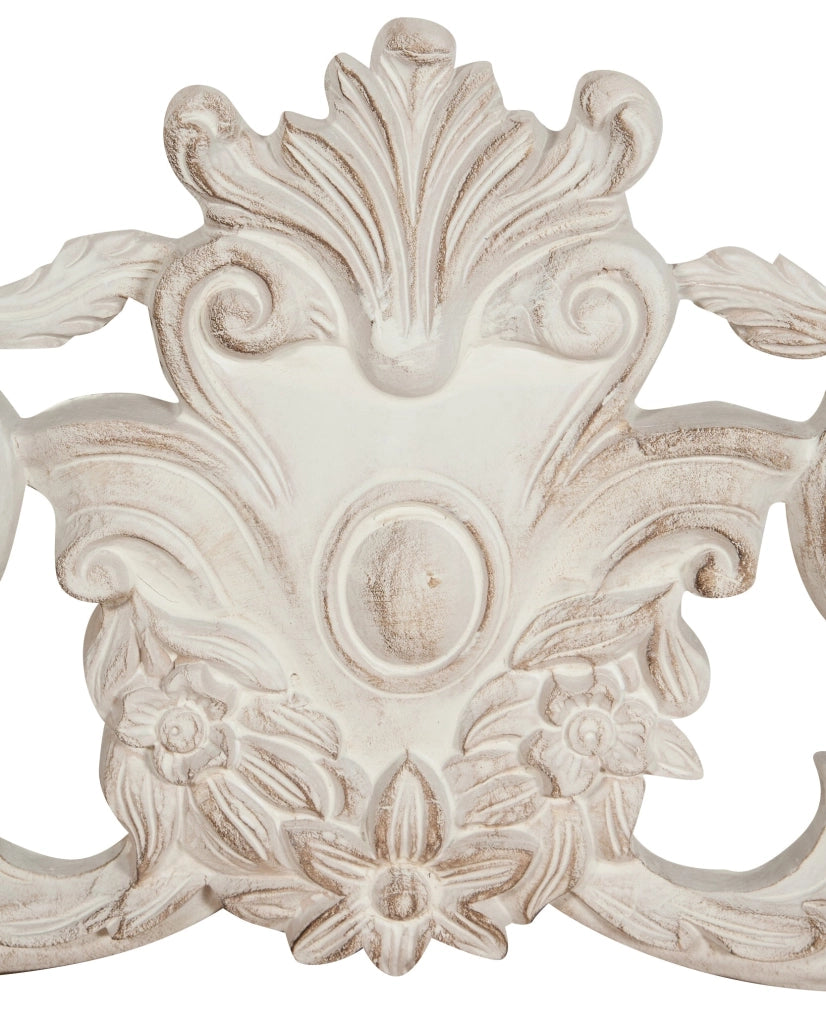 Biscottini Sopraporta in legno finitura bianco anticato L98xPR4xH33 cm Made in Italy