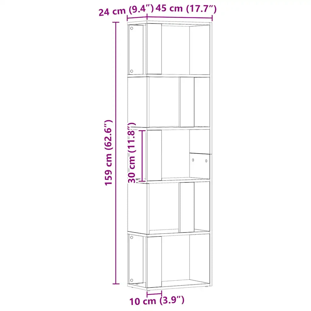 Libreria Rovere Artigianale 45x24x159 cm Legno Multistrato 855785