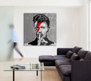 Stampa su tela David Bowie Quadro Canvas su telaio in legno Misura: 100x100 cm