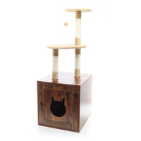 Fudajo Albero tiragraffi Design con box in legno marrone Mobile multifunzione con toilette gatti
