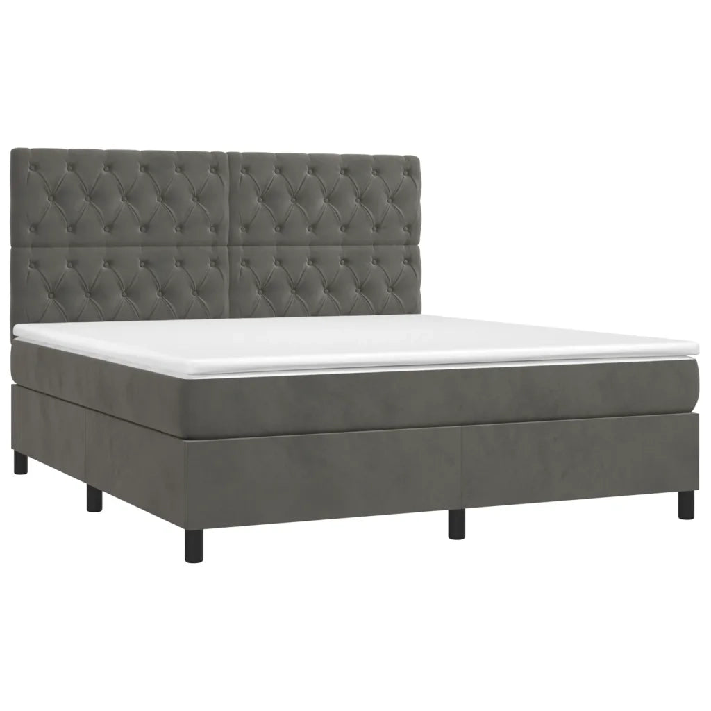 Giroletto a Molle con Materasso Grigio Scuro 160x200 cm Vellutocod mxl 75844