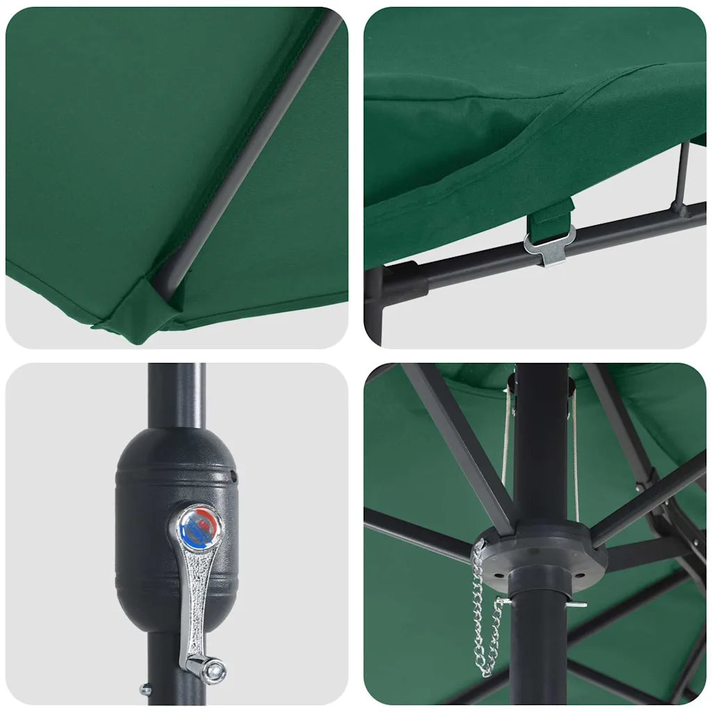 vidaXL Ombrello da giardino Verde 385 x 209 x 244 cm Tessuto