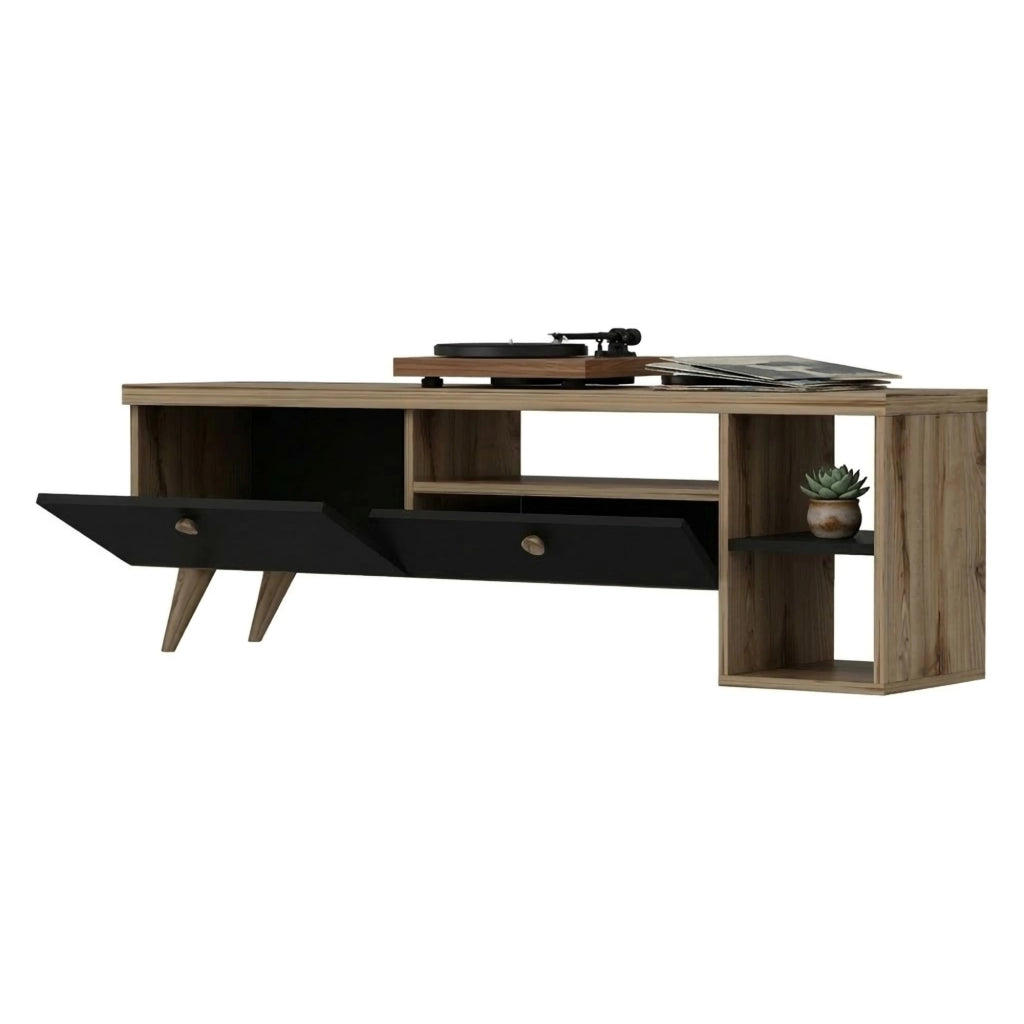 Filetto, Mobile Porta tv 2 Ripiani, 150x35x47h cm Nero Antracite