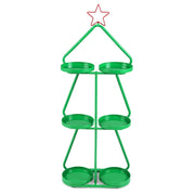 Supporto per piante di natale a forma di alberocon stella rossa e vassoi per stoccaggio, Supporto per decorazioni festive