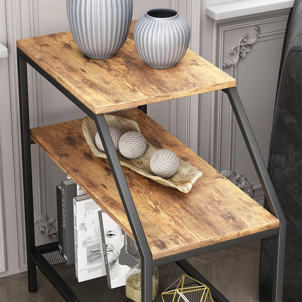 Vicco Tavolino da salotto Rovere rustico 30 x 60 cm con 2 scomparti aperti