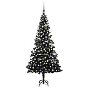 Set Albero Natale Artificiale con LED e Palline Nero 210 cm PVC  cod mxl 27833