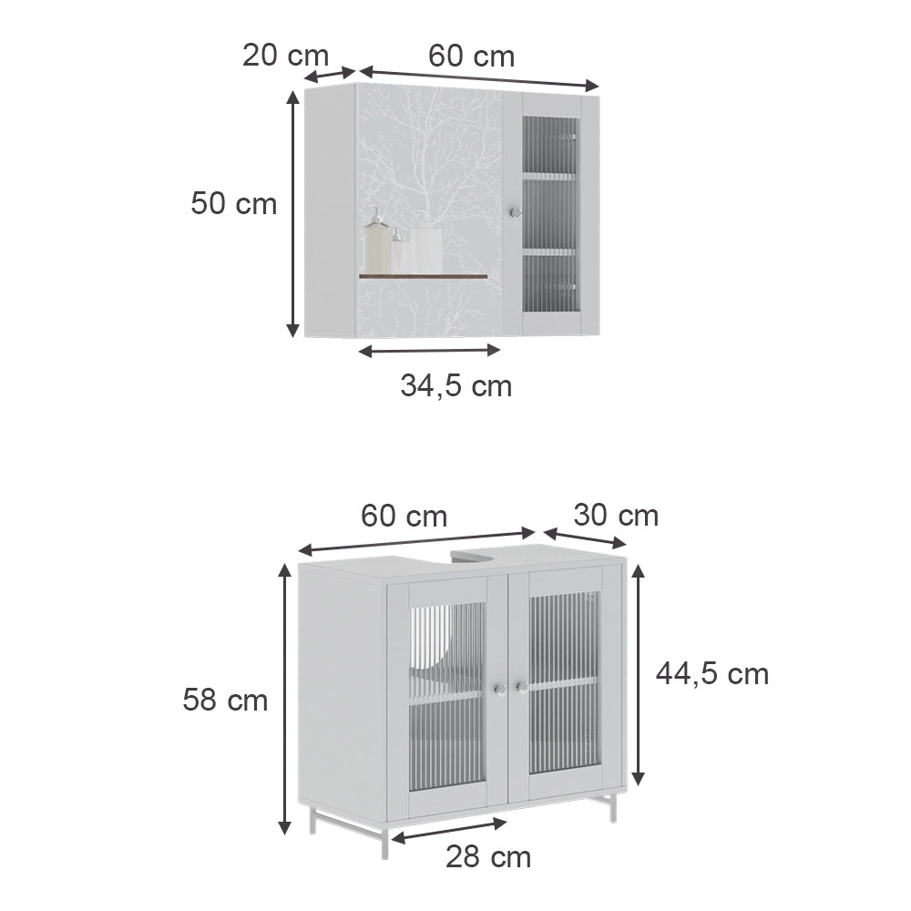 Vicco Set di mobili da bagno Bianco 2 parti