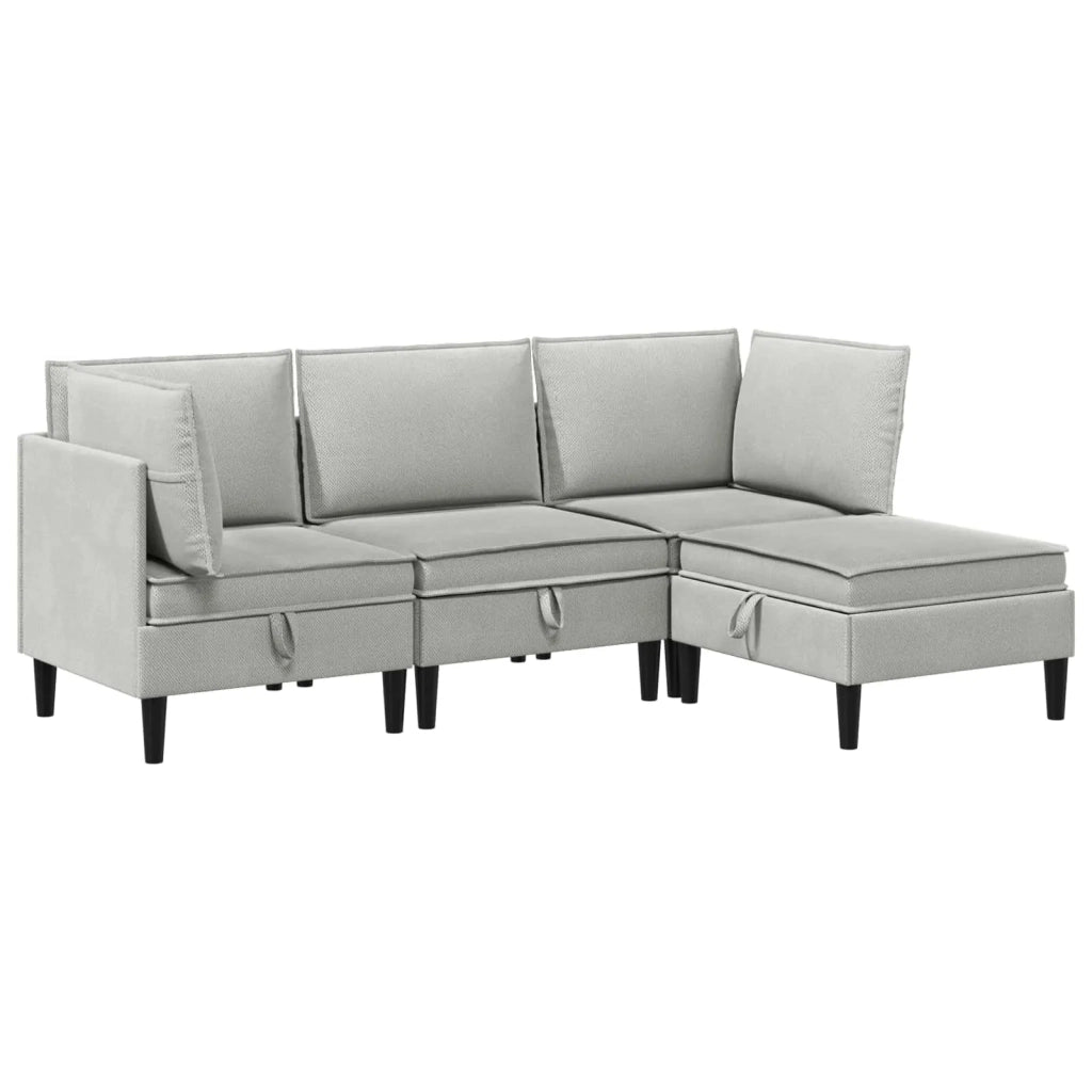 Set di mobili per il soggiorno 4 pcs Grigio chiaro Tessuto