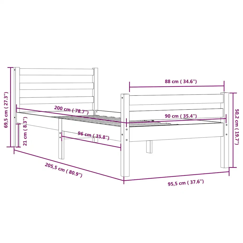 Giroletto in Legno Massello 90x200 cm 814804