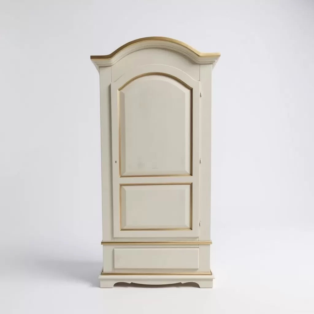 Armadio shabby 1 porta legno bianco anticato filo ocra 96x56x196 - Mobili 2G