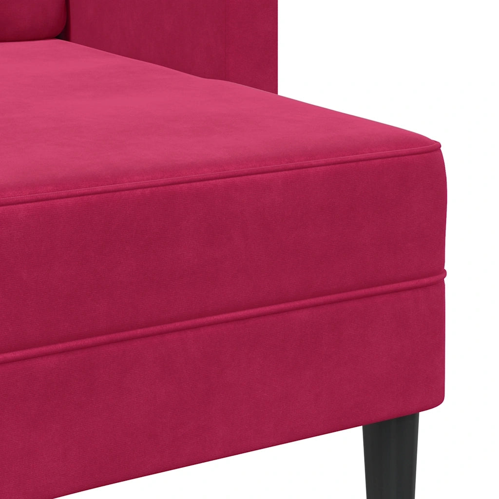 Divano 2 Posti con Chaise longue a L Rosso Vino 125 cm Velluto 4107072
