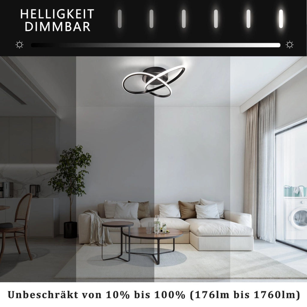 ZMH Lampada da soffitto LED di design nero 40 cm con intensità dimmerabile