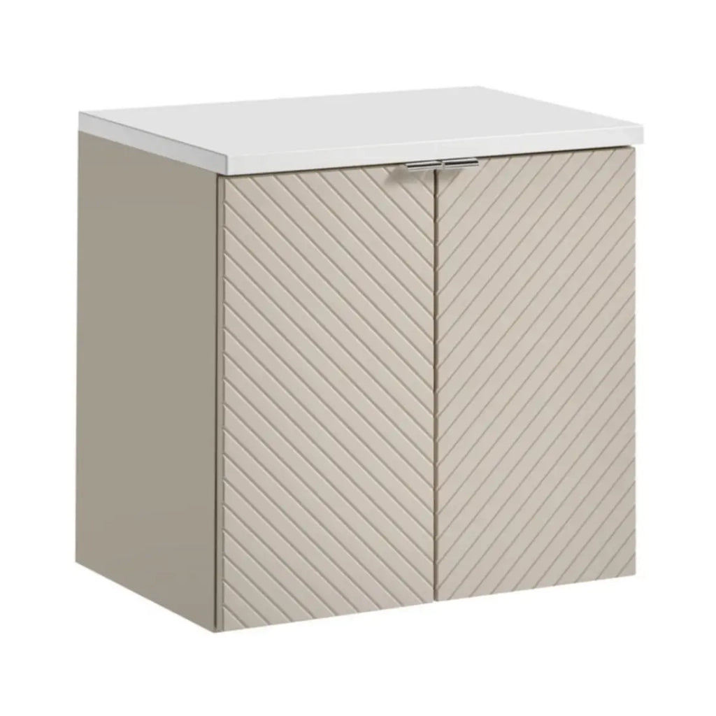 Set da bagno AOKI: mobiletto sotto lavabo con ante 60cm + piano lavabo bianco