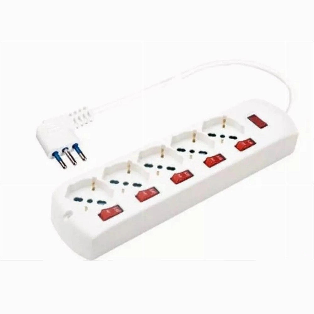 Trade Shop - Multipresa 5 Uscite Universali Schuko + 5 Interruttori Spina 10a Cavo 1.5mt 80705 -