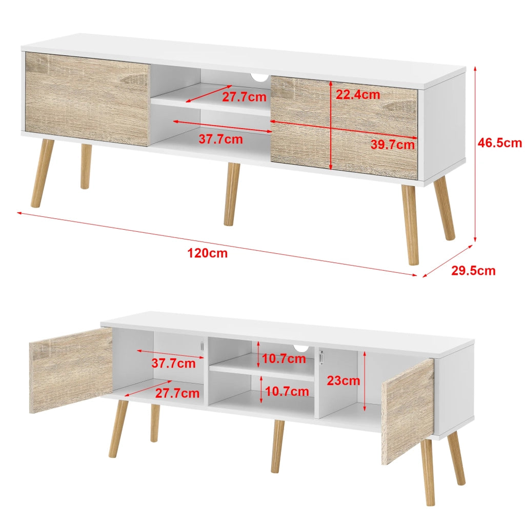Mobile porta TV 120 x 30 x 47 cm effetto rovere bianco 03_0007754