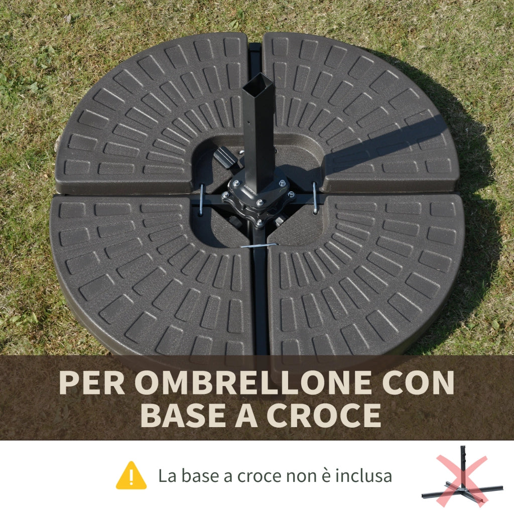 Set di 4 Pesi per Supporti per Ombrellone, Base per Ombrellone da Giardino in HDPE, Riempibile con 68 kg di Acqua o 100 kg di Sabbia e Acqua Misti, 100x100x10.5cm, Caff¨¨