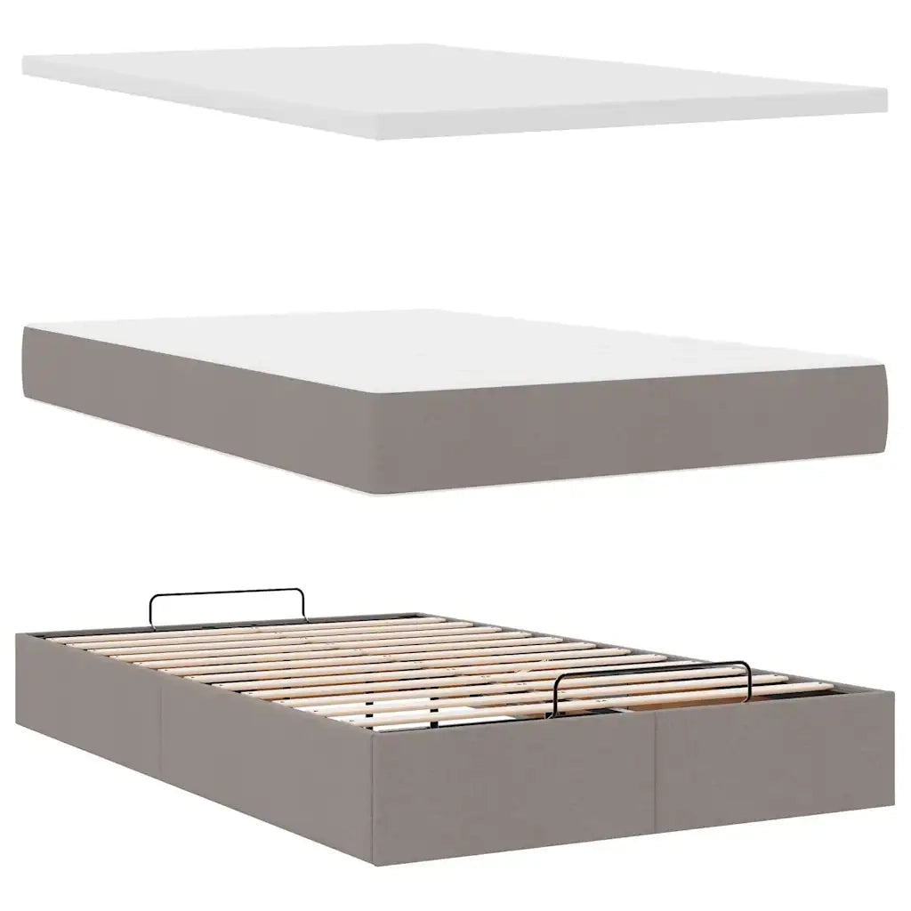 Struttura Letto Pouf con Materasso Tortora 120x190 cm Tessuto 3313310