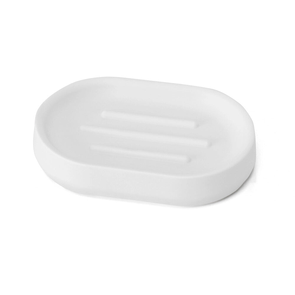 Porta sapone bagno bianco crema design tondo in plastica Pop