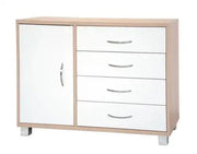 Cassettiera 4 cassetti + 1 anta sonoma+bianco già montato L98 H78 P40
