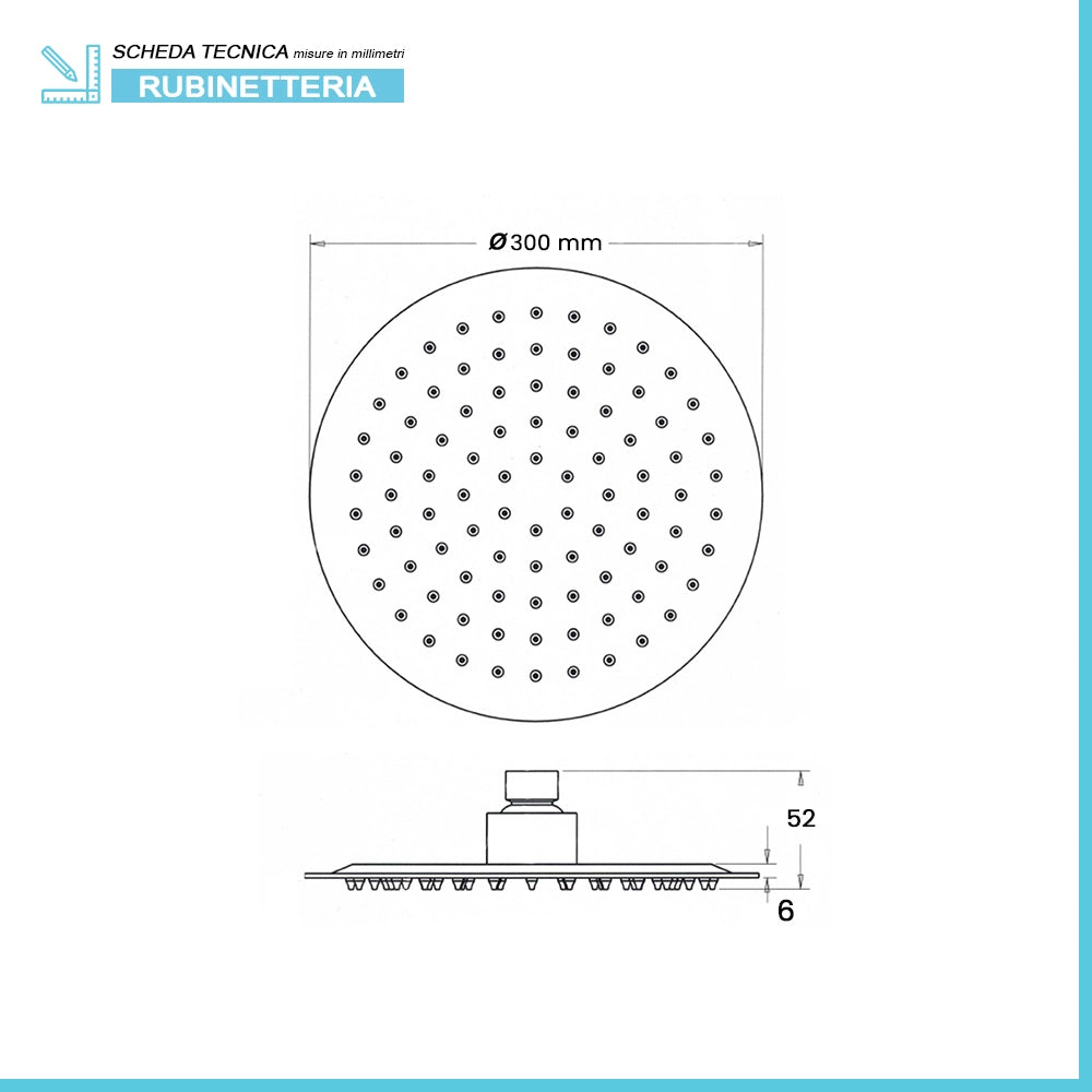 Set doccia tondo cromo 2 vie braccio 40 cm soffione 30 cm e kit doccino inclusi linea Erika
