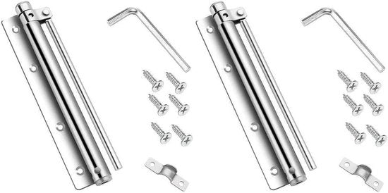Set di 2 fermagli per porte automatici, acciaio inossidabile, molla regolabile, fermagli silenziosi per porte, fermagli per porte invisibili anti-knijp, per uso domestico