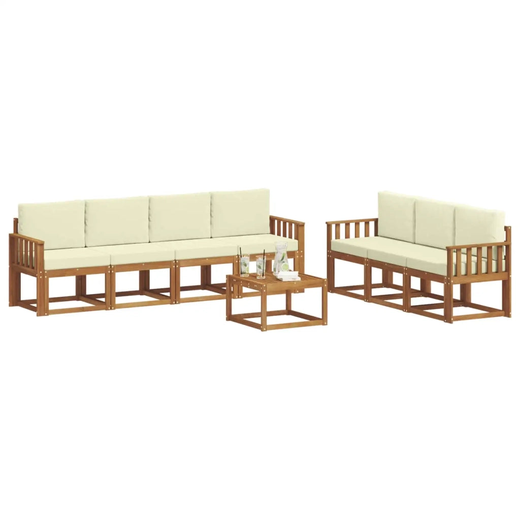 Set di divani da esterno con cuscino 8 pcs Naturale e Crema