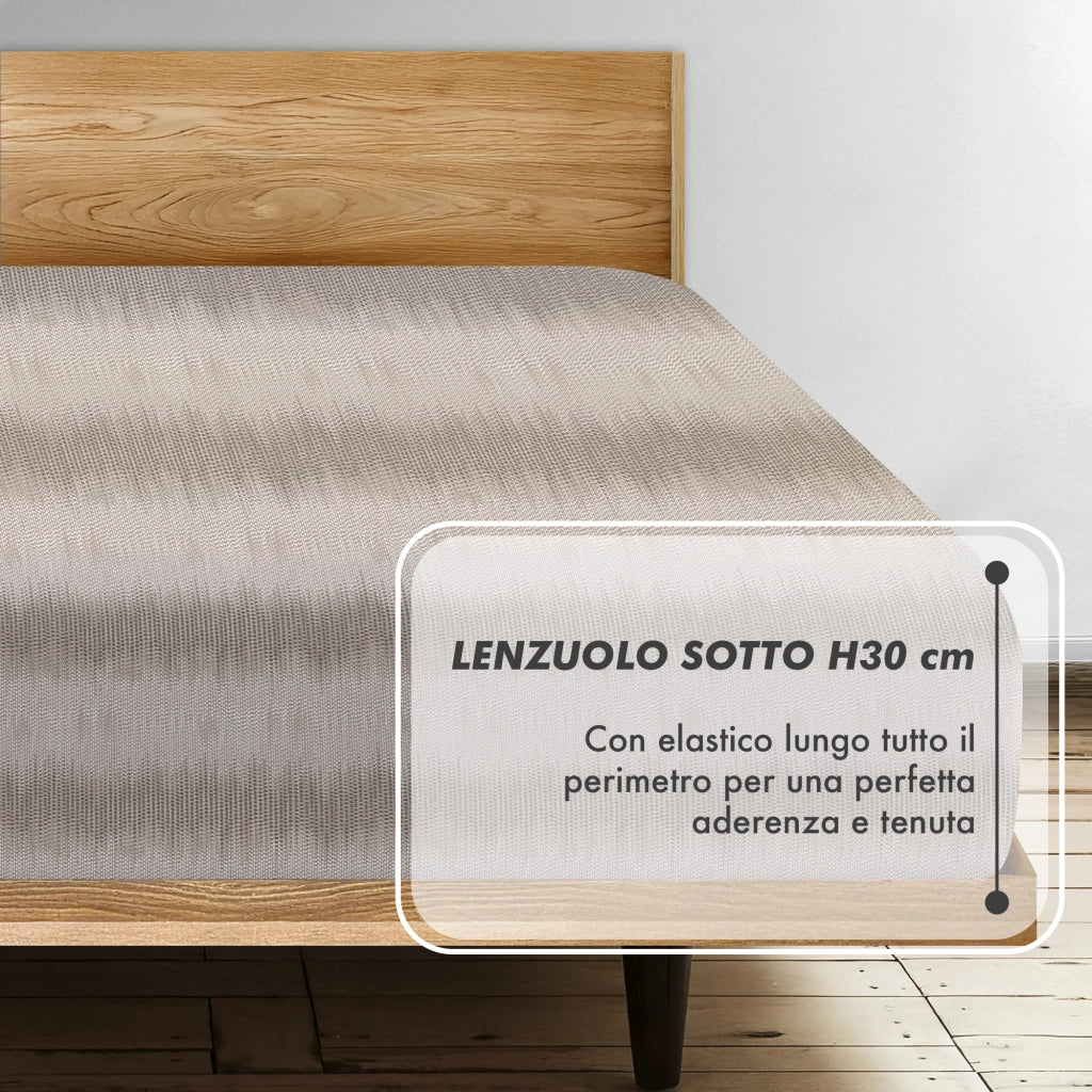 Completo Letto Matrimoniale No Stiro Set Lenzuola In Morbida Microfibra Anallergica Lenzuolo Sotto Con Angoli Elastici Fino 30 Cm, Lenzuolo Teso Sopra 2 Federe Prodotto Italiano  Dash