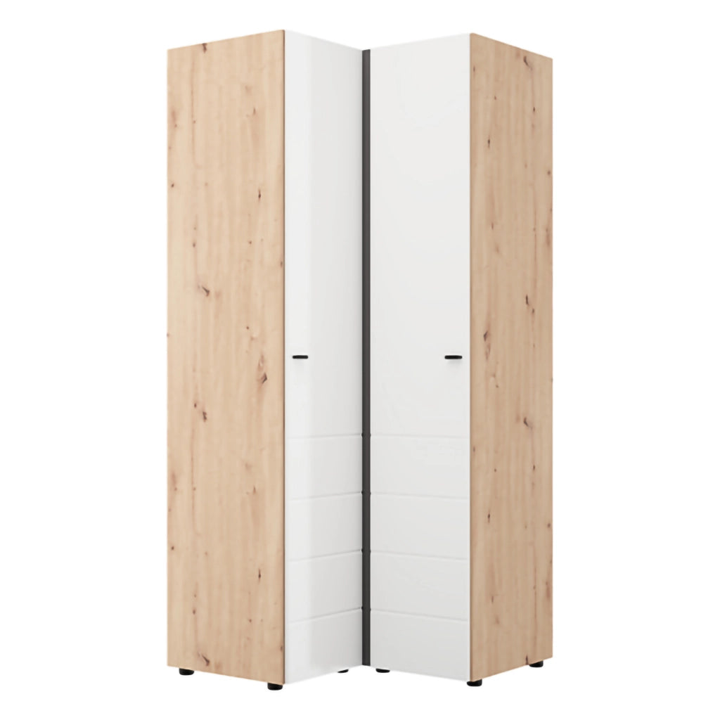 Armadio Camera da Letto Tavole, Guardaroba 2 Ante 4 Ripiani, 95x208h cm Bianco Opaco