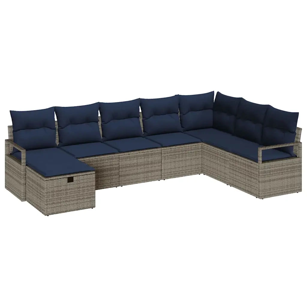 Set di divani con cuscino 8 pcs Grigio polyrattan