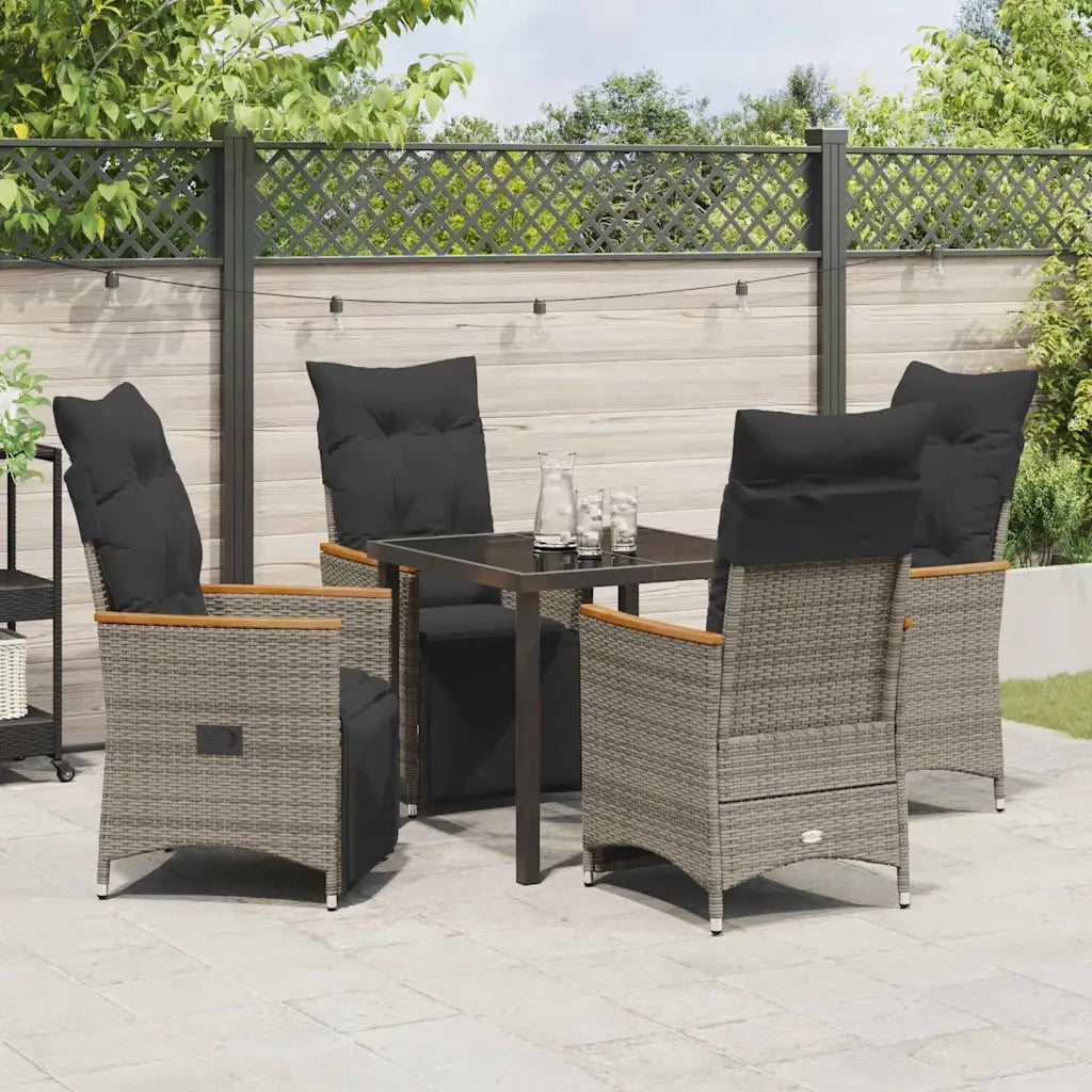 Set da Pranzo per Giardino con cuscino 5 pcs Grigio polyrattan 3379626