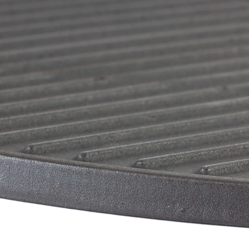 Set 2x Piastra in ghisa rigata, forma a mezza luna, 49,8 x 24,3 x 1,5 cm, griglia in ghisa per barbecue, bistecchiera, ideale per grigliare carne, pesce, verdure
