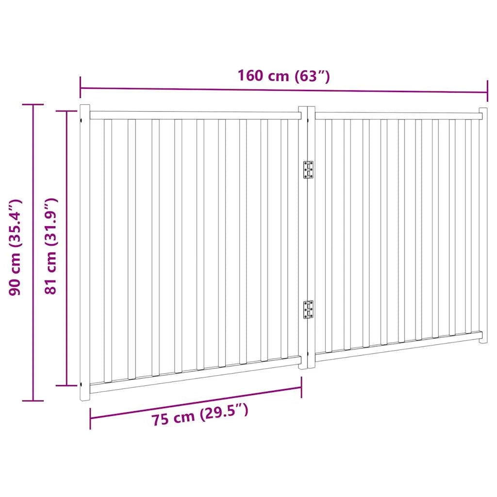 Cancelletto di sicurezza pieghevole per cani 2 pannelli 160 cm legno massello di abete bianco 02_0023048