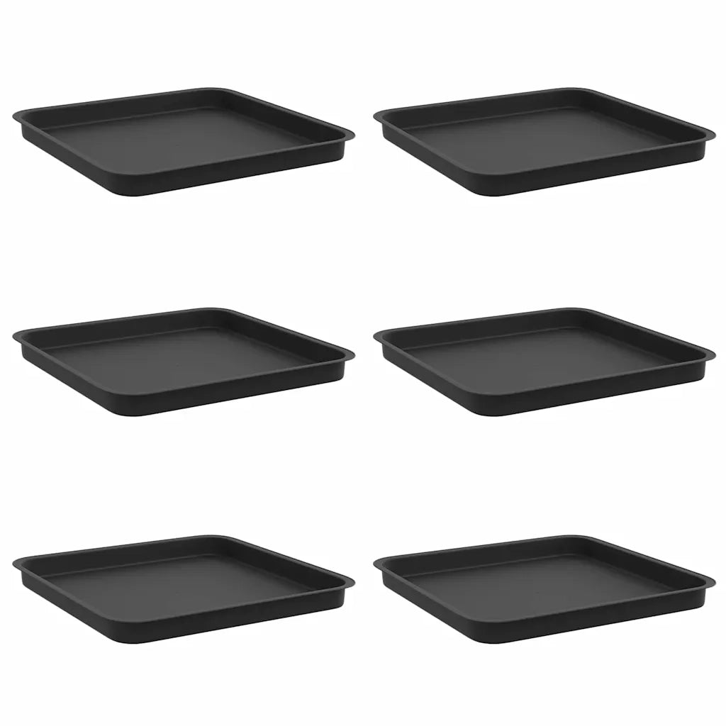 Vassoio Quadrato per Fiori 6 pcs Nero 36 x 36 x 2.5 cm Plastica 42020366